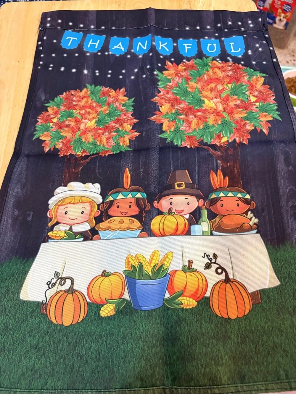 Thanksgiving garden flag 12 x 18 inches thankfully pilgrims native Americans